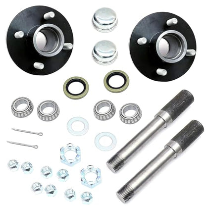 Pair Trailer Hub Assembly Kit,4-Bolt on 4" Circle,Fit 2,000 lbs axles,Includes (2) 1" Straight Spindle and Bearings - size: GL4854C*2