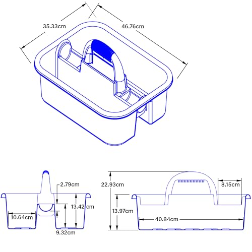 Akro-Mils 09185 Plastic Tote Tool & Supply Cleaning Caddy with Handle, (18-3/8-Inch x 13-7/8-Inch x 9-Inch), Blue (09185BLUE) - color: Blue