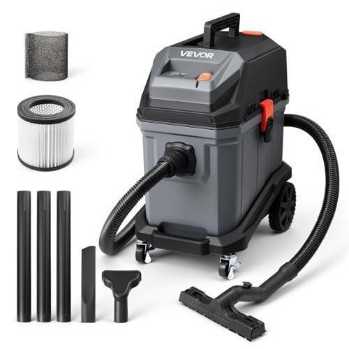 VEVOR Commercial Shop Vac, 11 Gallon Wet Dry Shop Vacuum, 5.5 Peak HP Portable with One-Button Self-Cleaning, 1350W Input, 1.25in x 7ft Hose, 20ft Cord, Industrial-Grade for Jobsite, Workshop - color: Plastic, size: 11 Gal+5.5 Peak HP+Wet/Dry
