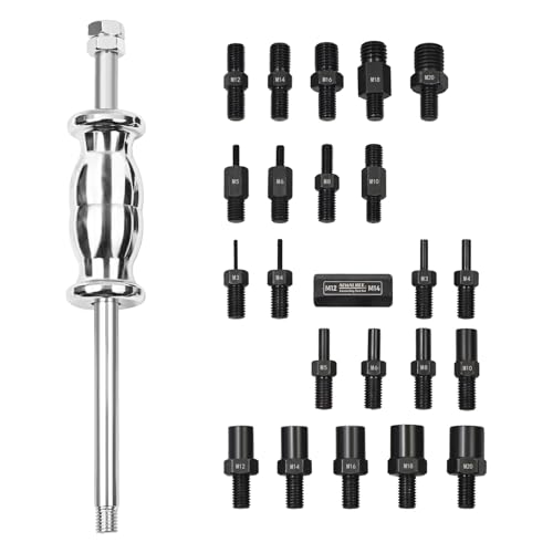 24-Piece Slide Hammer Set, Dowel Pin Puller - Remove Bushings, Bearings, Dowel Pins, Seals, and Frozen Parts with Attachments