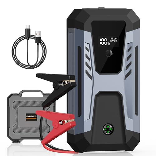 Car Jump Starter Portable 3000A 12V Car Engine Starter 6L Gas 3L Diesel, Supersafe Lithium Jump Box with USB Quick Charge, Jump Starter with Compass,Flashlight,LED Screen,Storage Box