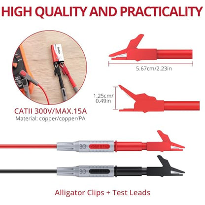 BINTA 11-Piece Multimeter Leads Kit CATII 1000V/ 19A with Alligator Clips Test Hooks Test Probes Tweezers, Professional Multimeter Leads Set for Industrial Car Home Digital Electrical Testing - style: 11PCS