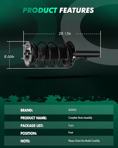 SCITOO Front Complete Struts Spring Assembly Shocks Struts Fits 2010-2012 for Lincoln MKS Quick Struts 11545 11546 - Set of 2