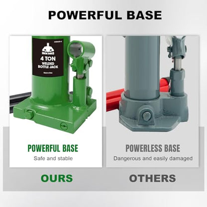 Jack Boss Bottle Jack 4 Ton (8,000 LBs) Hydraulic Car Jack, Fit for Auto Truck Repair and House Lift, Green - color: Green, size: 4 TON