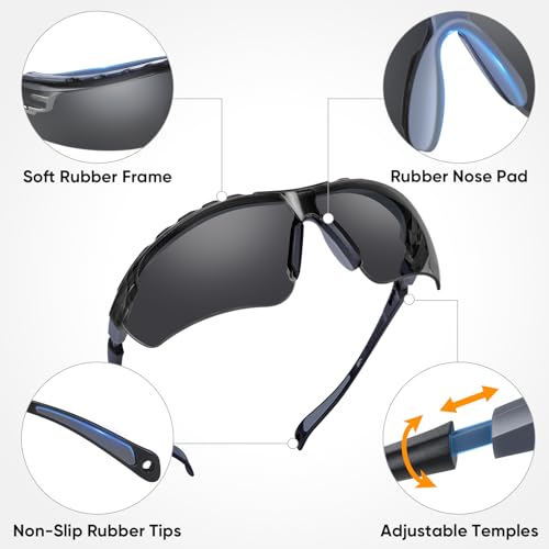 TICONN Anti-Fog Safety Glasses for Men and Women, ANSI Z87.1 Scratch Proof Eye Goggles with Adjustable Arms and UV Protection - style: 1 Pack/Gray