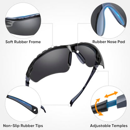 TICONN Anti-Fog Safety Glasses for Men and Women, ANSI Z87.1 Scratch Proof Eye Goggles with Adjustable Arms and UV Protection - style: 10 Pack/Gray