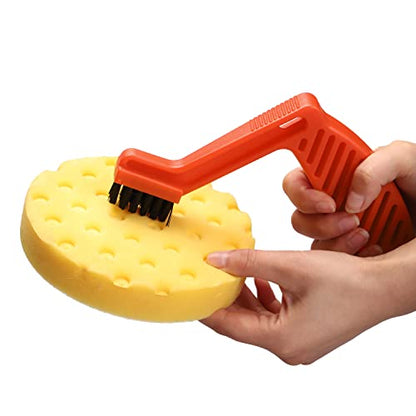 SPTA Polishing Pad Conditioning Brush, Polishing Spur Tool Set,Wool Buffing Pad Cleaning Spur Tool+ Foam Pad Brush, Car Buffing Pad Professional Cleaning Tool for Buffing Pads and Woolen Pads