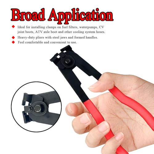Zpana Car CV Boot Clamp Pliers Kit, Adjustable Vehicle Drive Shaft Joint Axle Boot Clamp Pliers Tool with 10 Stainless Steel Crimp Bands, Automotive Repair Tools Accessories, Universal Fit