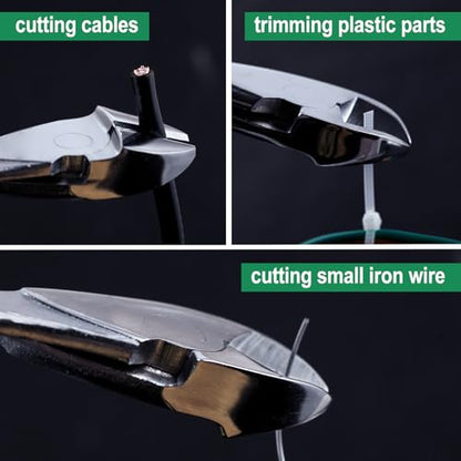 Large Head Diagonal Chrome Pliers 7-Inch Diagonal Cutting Pliers | Multi-Purpose Pliers with Angled Head Heavy Duty Cutting Pliers for Cutting Most Hardened Wire and Electrical Work - style: Large Head Diagonal Chrome Pliers