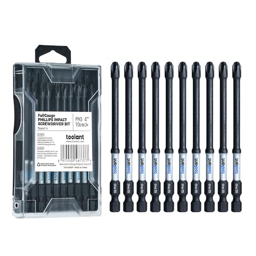 toolant 4 Inch Phillips Bit#3 Magnetic Anti Slip Impact Screwdriver Bits Set,10pcs Insert S2 Steel PH3 Driver Dit Set with CNC Machined Tips for Power Drill - color: 4"*10pcs, size: PH3