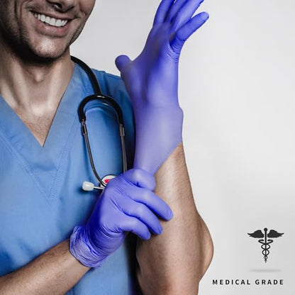 Medguy Medical Nitrile Exam Gloves, 4 Mil Powder-Free Latex-Free Disposable Food-Safe Cooking Cleaning, Blue-Violet 100 Pcs - color: Medium (Blue-violet)