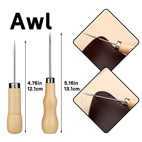 ZXIIXZ 40 Pcs Sewing Kit, Heavy Duty Sewing Kit for Adults | Leather Working Kits with 8 Colors Upholstery Thread, Upholstery Needles, Scratch Awl for Carseat, Backpack, Shoes