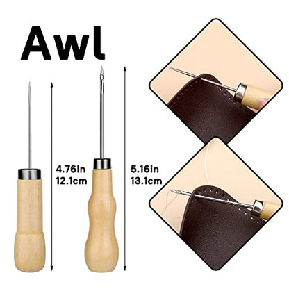 ZXIIXZ 40 Pcs Sewing Kit, Heavy Duty Sewing Kit for Adults | Leather Working Kits with 8 Colors Upholstery Thread, Upholstery Needles, Scratch Awl for Carseat, Backpack, Shoes