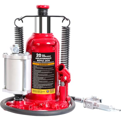 Big RED TQ20006-1 Torin Welded Pneumatic Air Hydraulic Car Bottle Jack: Aluminum Alloy Pump and Special Slow Release Equipment for Auto Repair and House Lift, 20 Ton (40,000 LBs) Capacity, Red - style: 20 Ton(40,000 LBs)-New