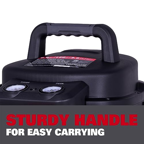 ECOMAX Air Compressor, Portable Air Compressor, 6 Gallon, Pancake Air Compressor, Max 150 PSI, 2.6 CFM @90 Psi, Oil Free Small Electric Air Compressor for Car, Home and Jobsite, Red Model: 0210673