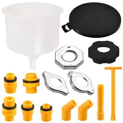 15-Piece No-Spill Coolant Funnel Kit with Adapters and Extensions, Universal Radiator Burping Funnel, Fitment for Automotive Cooling System, Used for Most Vehicles