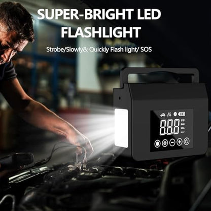 Car Jump Starter Portable with Air Compressor, 4000A 150PSI Tire Inflator | 4-in-1 Jump Box, 12V Battery Emergency Booster Pack for Cars, Power Bank & LED Flashlight, Fast Charge, Auto Shut-off