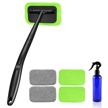 XINDELL Interior Windshield Cleaning Tool, Driver-Control Car Window Cleaner with Ergonomic 22" Handle & Microfiber Pads, No Streak Auto Glass Cleaner for Hard to Reach Inside Windshield - size: 22 inch