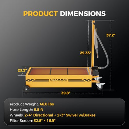 CAMMOO 20 Gal Electric Oil Drain Pan with Pump, Yellow | 110V 200W High-Flow Pump,9.8 FT Hose,Folding Handle,2 Locking Swivel Casters & 2 Directional Wheels - color: Yellow