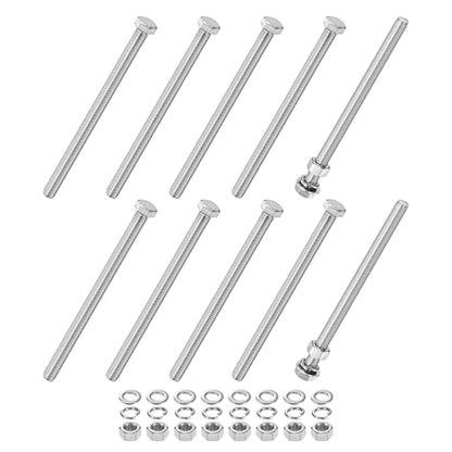 M METERXITY 10-Pack Hex Head Screw Bolt with Nuts Flat & Lock Washers M12x180mm Stainless Steel Bolts and Nuts Kit Fully Threaded Metric Bolt Assortment for Equipment/Machinery - size: M12x180mm