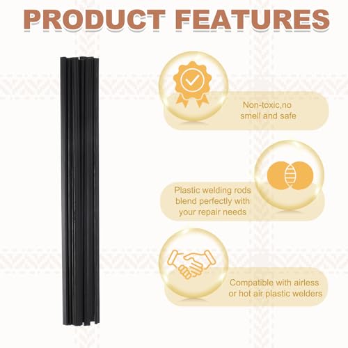 MECCANIXITY 8 Inch Plastic Welding Rods, Double Strand Round Sticks ABS Welding Rods for Plastic Welder Kayak Car Bumper Repair Pack of 10 2.5x5mm, Black - color: Black, size: 8 Inch
