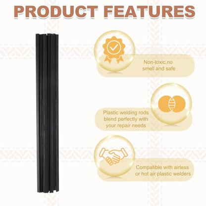 MECCANIXITY 8 Inch Plastic Welding Rods, Double Strand Round Sticks ABS Welding Rods for Plastic Welder Kayak Car Bumper Repair Pack of 10 2.5x5mm, Black - color: Black, size: 8 Inch