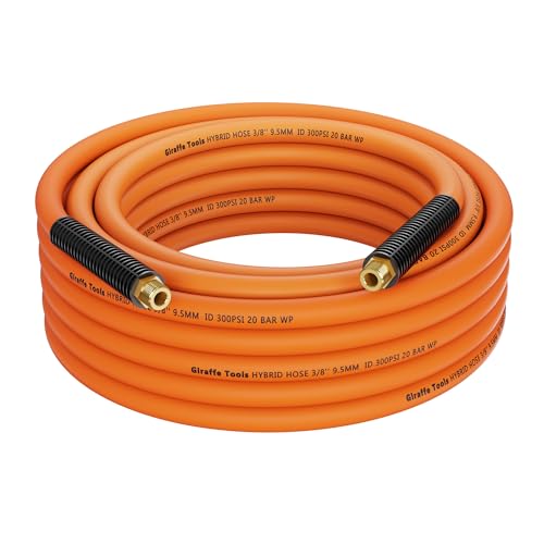 Giraffe Tools Hybrid Air Hose, 3/8 inch x 25 ft, 1/4 in. MNPT Fittings, 300 PSI Heavy Duty, Lightweight Air Compressor Hose - size: 3/8 inch x 25 feet