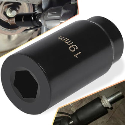 For Honda 19mm Heavy-Duty Harmonic Balancer Socket 77080 | 3X Torque Impact Tool for Compact Engines, 89mm OAL 1/2" Drive, 6-Point Alloy Steel Crank Bolt Remover