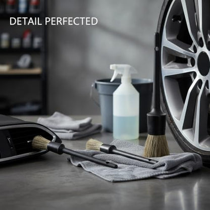3-Piece Car Detailing Brush Set, Durable PP Plastic Tools for Interior Vents, Dashboards, and Exterior Wheels - color: Black
