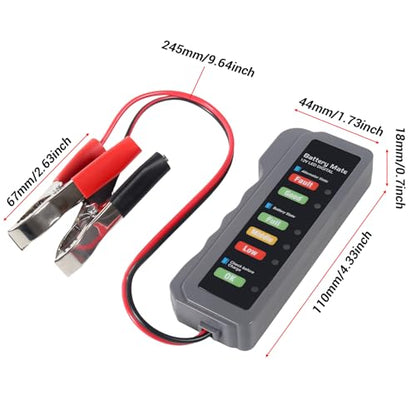 12V Car Battery Tester and Alternator Tester Automotive Battery Analyzer, Charging System Checker with LED Indicator for Cars, Trucks