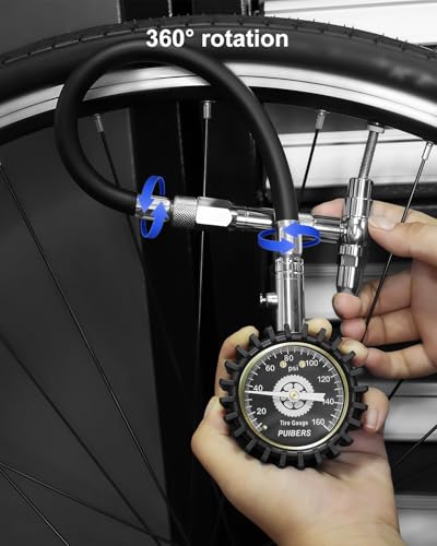 Tire Pressure Gauge for Cars Schrader and Presta 160 PSI, Road Bike Tire Air Pressure Gauge Luminous Dial, Suitable for Car, Motorcycle, Bike, SUV and Truck - size: 160PSI Schrader/Presta