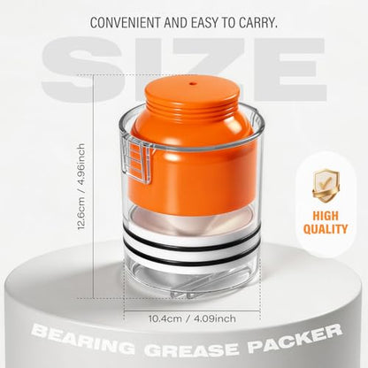 Enmja Premium Wheel Bearing Packer Kit - Handy Bearing Grease Packer Tool with Clear Tube, Effortlessly Flushes Old Grease & Repacks Wheel Bearings for Cars Trucks Trailers ATVs up to 3.5" OD