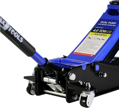 4 Ton Low Profile Floor Jack, Heavy Duty Floor Jack with Dual Pistons Quick Lift Pump, Steel Car Jack Adjustable Height 4"-21", Hydraulic Trolley Floor Jacks 4 Ton/8000 LB Capacity, Blue - color: Blue - 4 Ton(Dual Pump), Lift 4"-21"