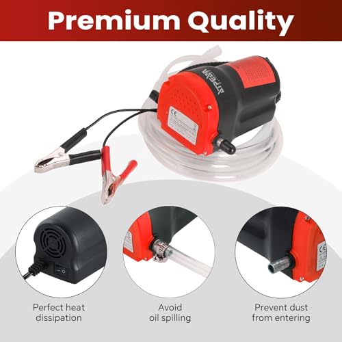 ATPEAM 12V 60W Oil and Diesel Fluid Pump Extractor for Trucks, RVs, Boats, and ATVs