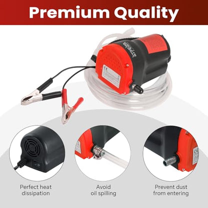 ATPEAM 12V 60W Oil and Diesel Fluid Pump Extractor for Trucks, RVs, Boats, and ATVs