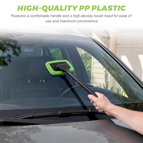 Car Windshield Cleaning Tool, Detachable Window Cleaner with Reusable Microfiber Pads & Spray Bottle, Glass Wiper Windshield Detailing Cleaning Kit for Most Cars Trucks SUVs