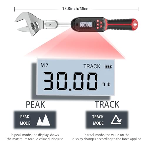 VANPO Digital HVAC Torque Wrench 2.2-44.2 ft.lb, 38mm Adjustable Jaw | 3-60 N.m Range, ±2% Accuracy, LED Buzzer Alert, 9x12mm Open End, Adjustable Digital Torque Wrench for Mini Split AC, Pipeline - size: 2.2-44.3ft.lb/3-60N.m (9×12mm)