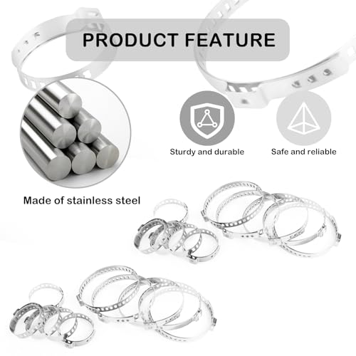 20PCS CV Boot Clamp Kit Include 5PCS Small and 5PCS Large Hose Clamps,Adjustable Hose Clamps Stainless Steel,Universal Pipe Clamps for Fasten Steering Dust Covers and Fuel Hoses (20PCS) - color: 20pcs
