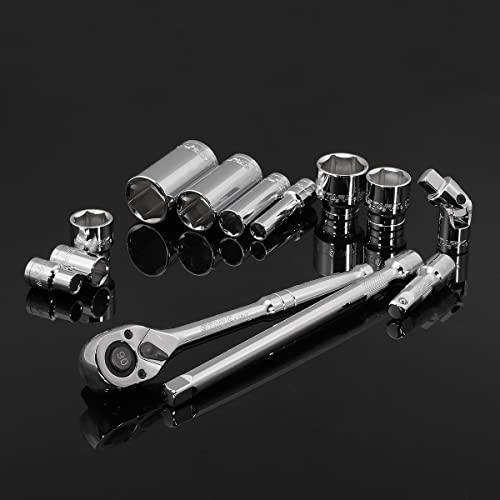 Stark Elite 1/2" Drive 84pcs Impact Socket MASTER SET, SAE & Metric from 3/8 Inch - 1-5/16 Inch, 10mm - 32mm, Standard/Deep Sockets with Case - style: 84pcs SAE/Metric Impact Socket Set