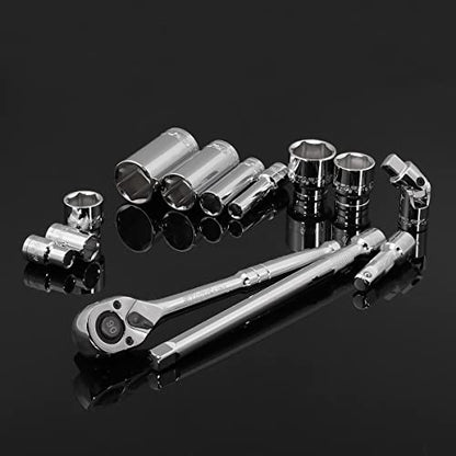 Stark Elite 1/2" Drive 84pcs Impact Socket MASTER SET, SAE & Metric from 3/8 Inch - 1-5/16 Inch, 10mm - 32mm, Standard/Deep Sockets with Case - style: 84pcs SAE/Metric Impact Socket Set