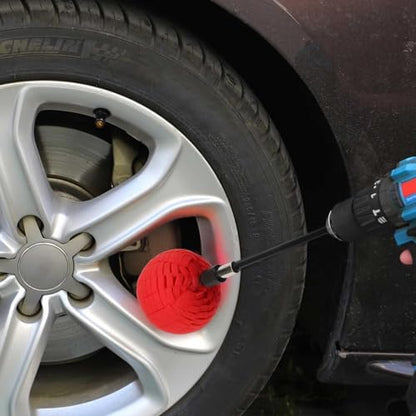 6PCS Car Wheel Hub Drill Polishing Cone Sponges, Polishing Balls, with 1/4" Hex Extension Holder, Buffing Tool for Cars Wheel Rim and Hub, Exhaust Tips, Aluminum, Chrome, Metal