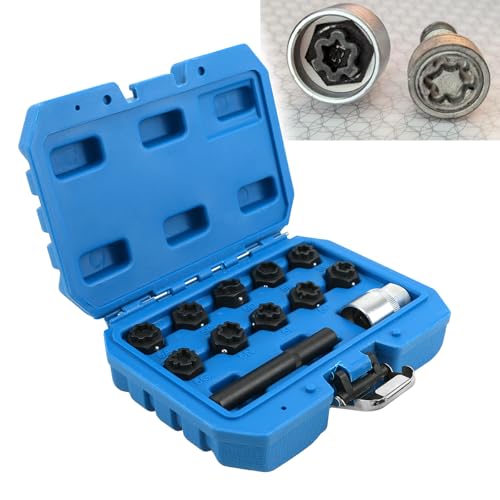 12PCS Wheel Lock Key Kit Compatible with Mercedes-Benz | 12-piece anti-theft wheel lock key socket set. Compatible with Mercedes-Benz wheel lock lug nuts for easy removal.