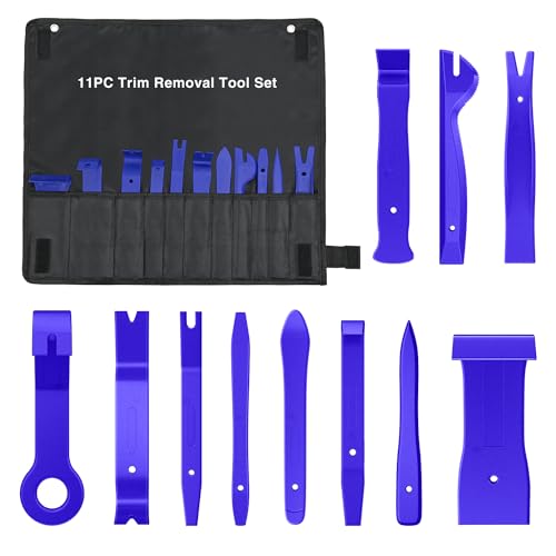 GOOACC 11PCS Auto Trim Removal Tool Kit No-Scratch Tool Kit for Car Audio Dash Window Molding Fastener Remover Tool Kit-Blue - color: Blue, size: 11PCS Trim Removal Tool