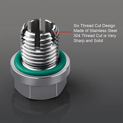 M16.1-1.5 x 15mm Oversize Oil Drain Plug, Stainless Steel Self Tapping Oil Pan Thread Repair Kit - size: M16.1-1.5 x 15mm