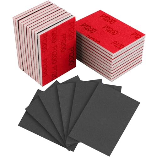 24Pcs Sanding Sponge 1200 Grit Wet Dry Soft Foam Hand Sander Block | 3x4 Inch Soft Foam Conforms to Curves and Edges, Hook and Loop Backing, Ideal for Wood Metal Furniture - size: 24pcs 1200 Grit, style: Aluminum
