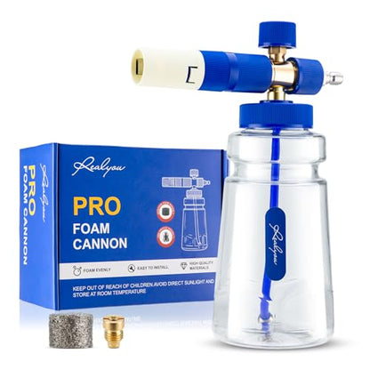 REALYOU Foam Cannon, Foam Cannon for Pressure Washer with 1/4 Inch Quick Connector, Additional 1.1mm Orifice Nozzle and 1L Bottle