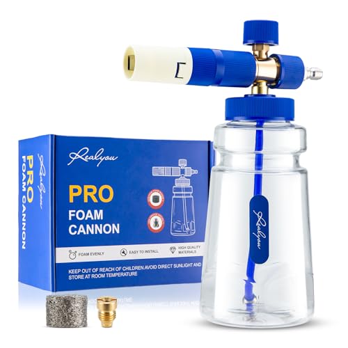 REALYOU Foam Cannon, Foam Cannon for Pressure Washer with 1/4 Inch Quick Connector, Additional 1.1mm Orifice Nozzle and 1L Bottle