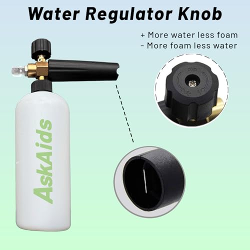 Short Pressure Washer Gun with Foam Cannon,High Pressure Wash Foam Gun with 1/4 Inch Quick Connector,5 Pressure Washer Nozzle Tip