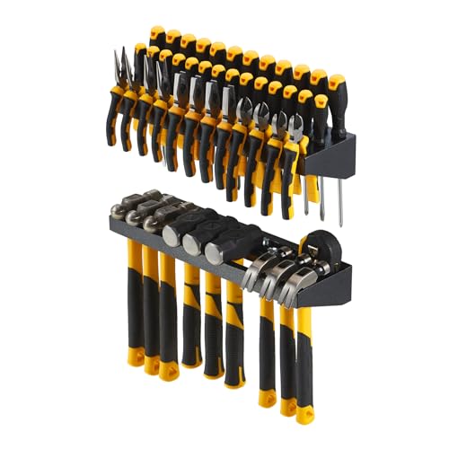 Wall Mount Hand Tool Organizer, Screwdriver Organizer, Pliers Holder, Hammer Rack, 2 Pcs Set Heavy Duty Utility Storage Rack for Garage, Workshop (Charcoal Grey) - color: Charcoal Grey