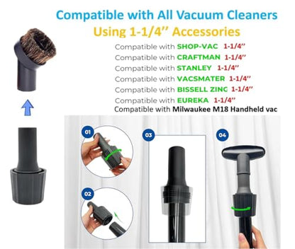 1.25'' Shop Vacuum Dust Brush Attachment with 25mm Horse Hair (2PCS) - Round Dust Brush Soft Bristle for Furniture, Blinds, Car, Wood, Electronics - 1.25 inch (32mm) Vacuum Accessories - style: Only 32MM Attachment